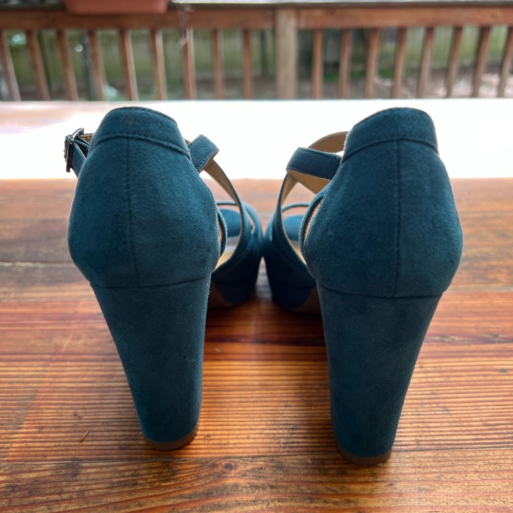 NATURALIZER Teal Platform Chunky Heels Women’s 6.5 - Picture 7 of 11